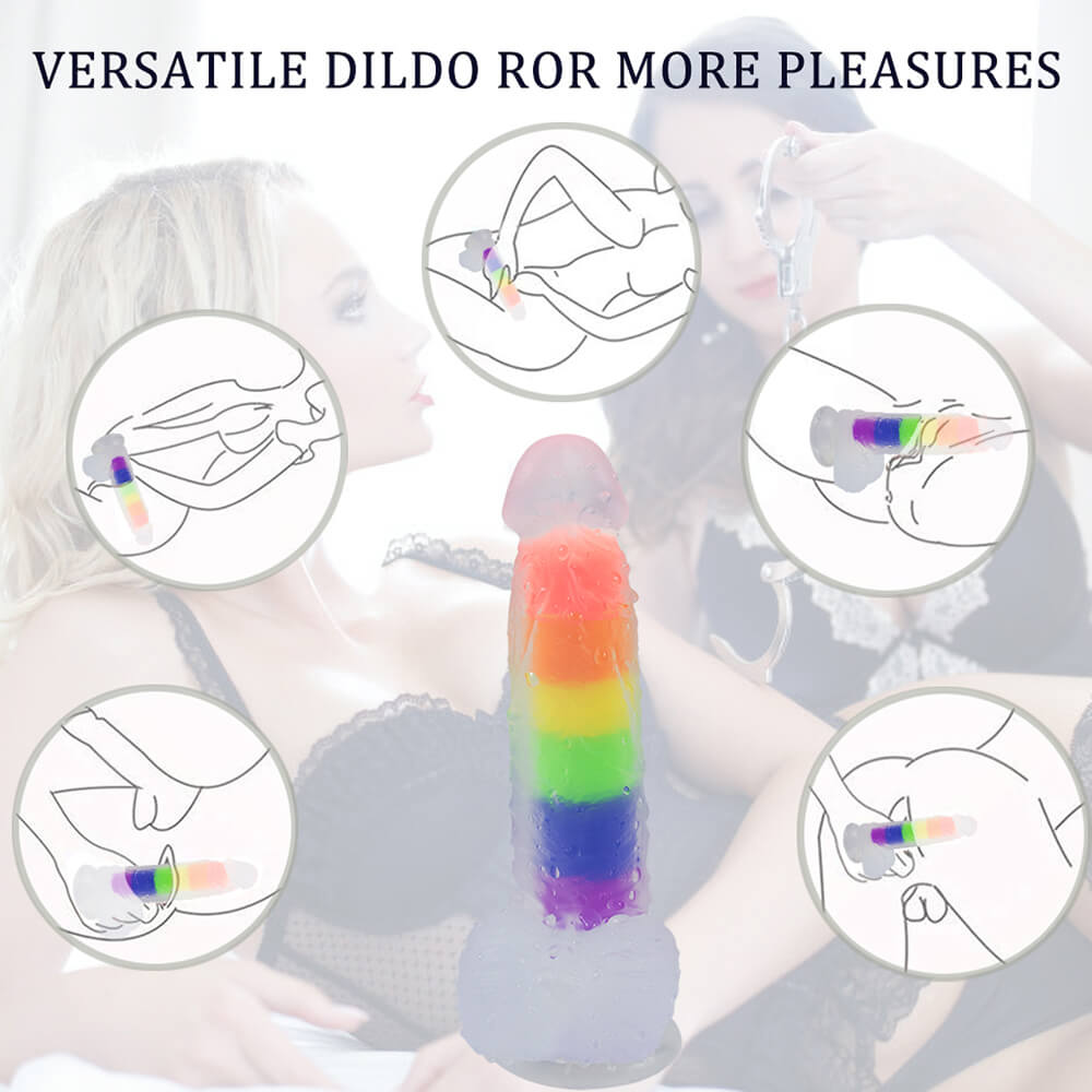 Dual Density Silicone Rainbow Jelly Dildo