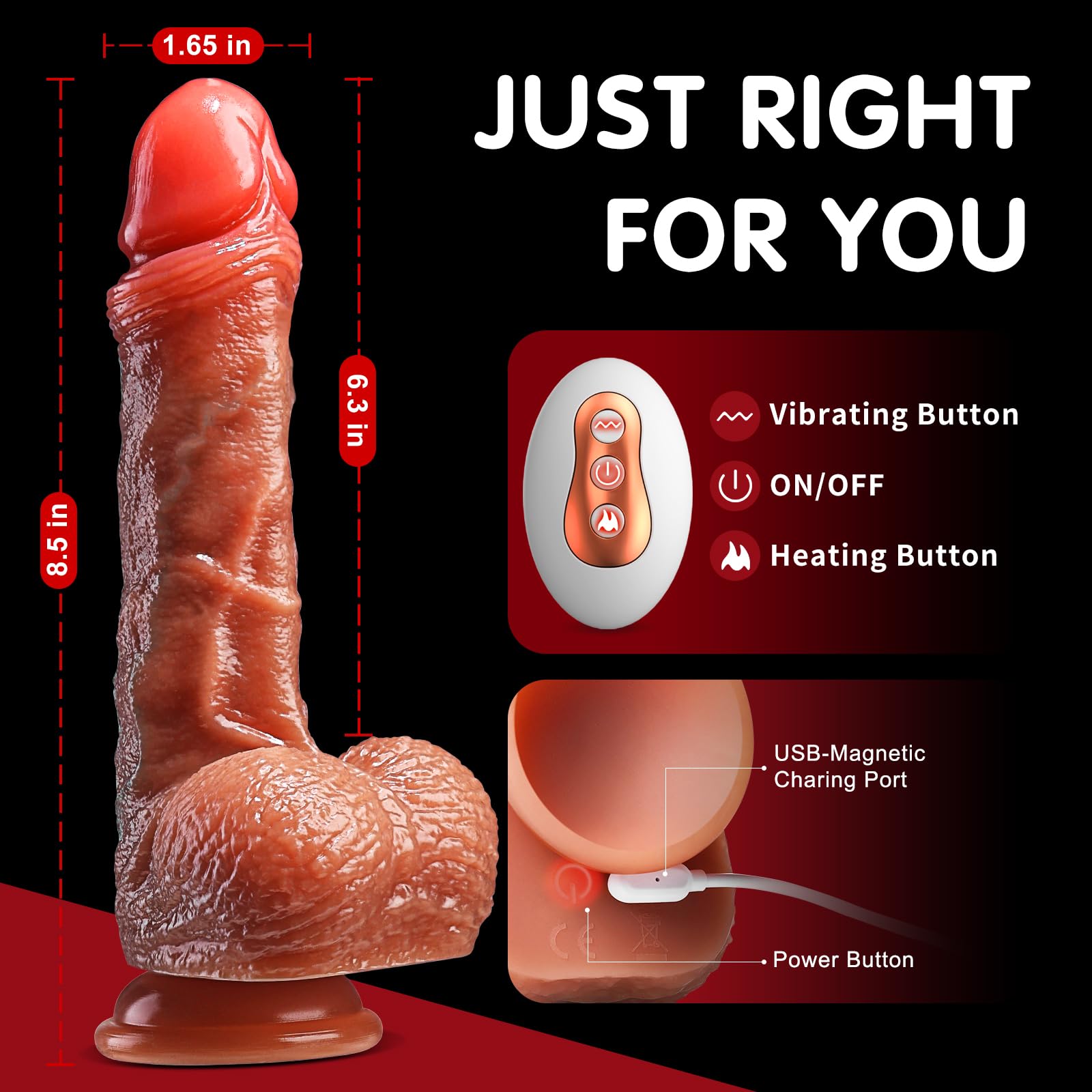 Realistic Silicone 8 Inch Remote Control Thrusting Dildo