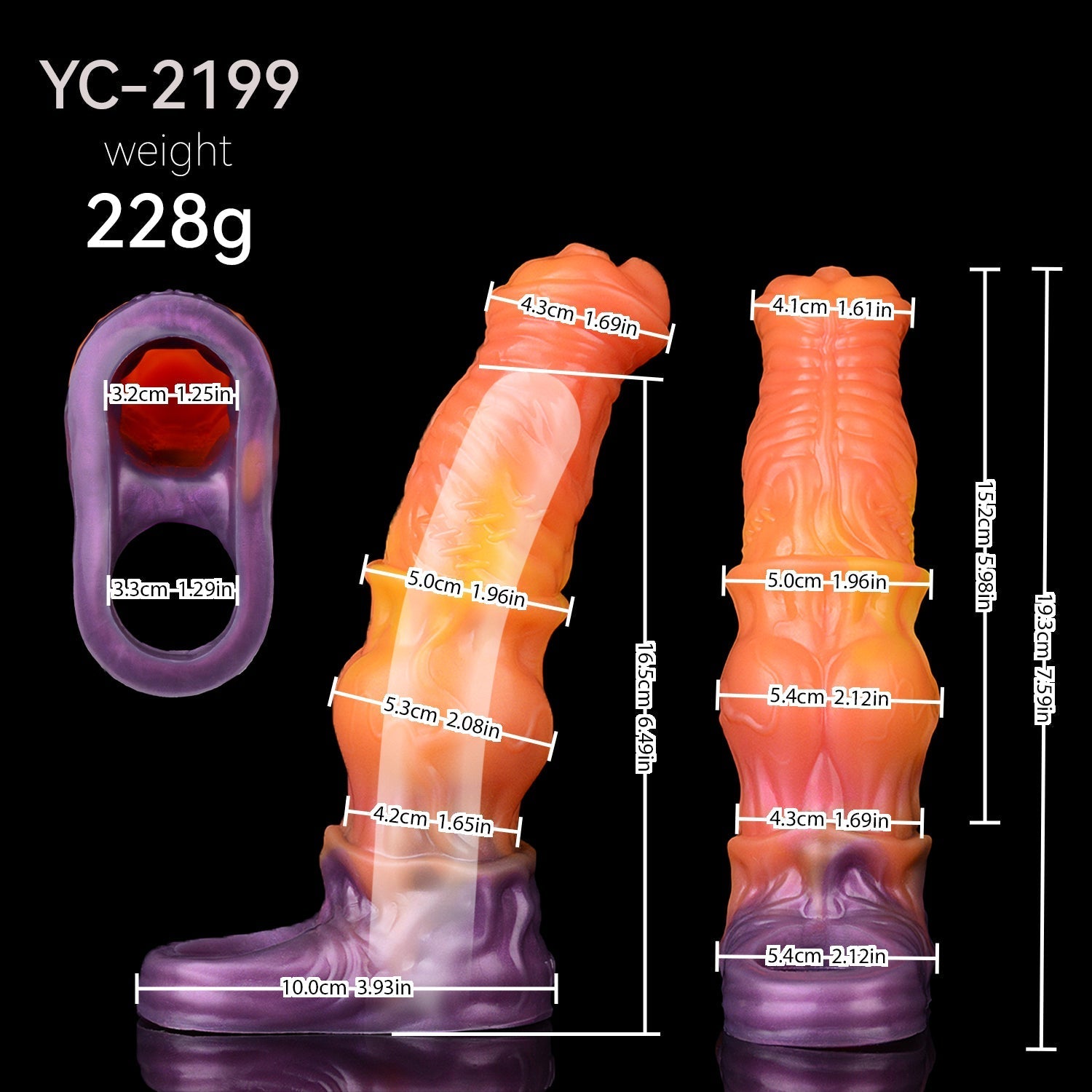 7 Inch Silicone Flame Horse Cock Sleeve