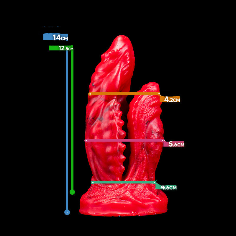 Red Monster Teeth Double Penetration Dildo