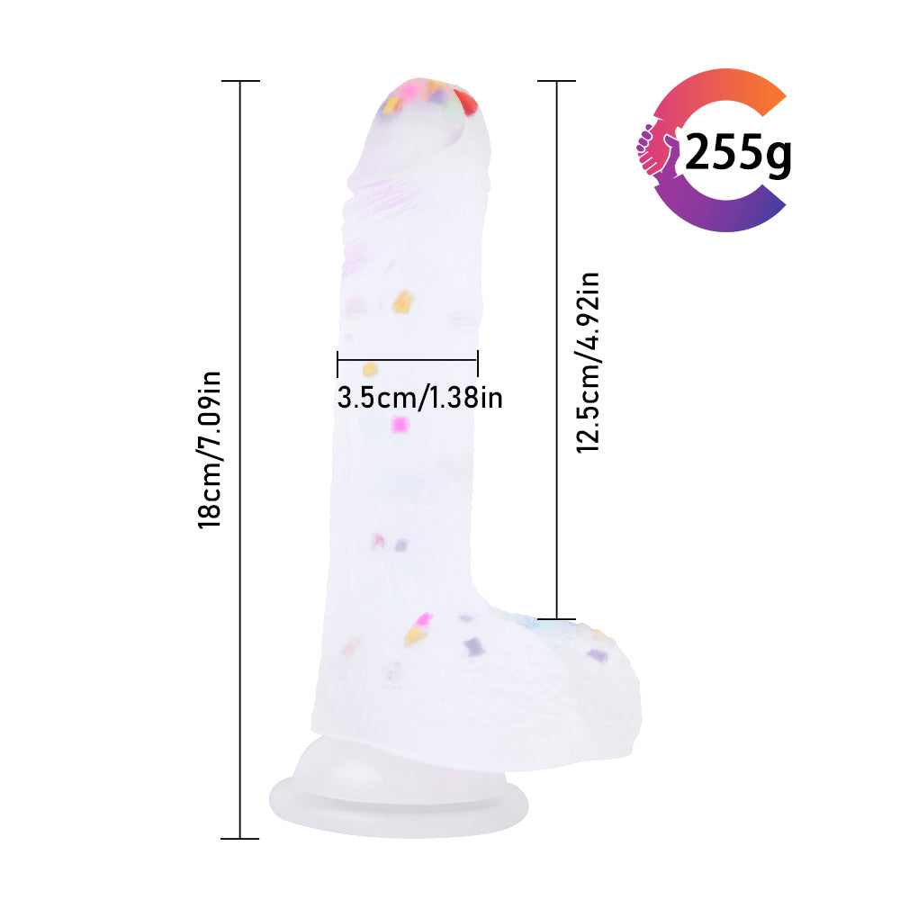 Gode ​​en silicone Frosted Confetti de 7 pouces