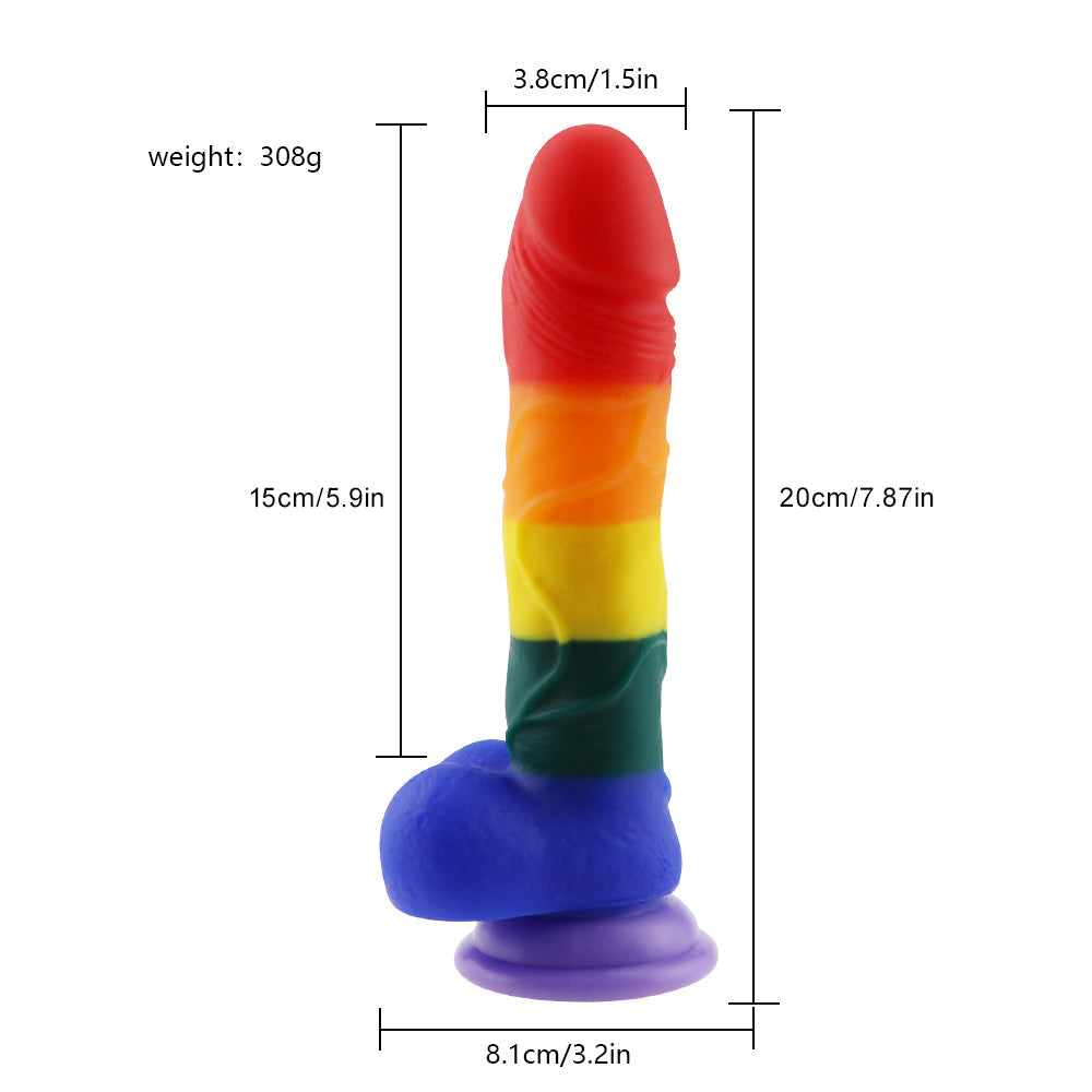 Rainbow Strap on Dildo LGBT Silicone Sex Toy