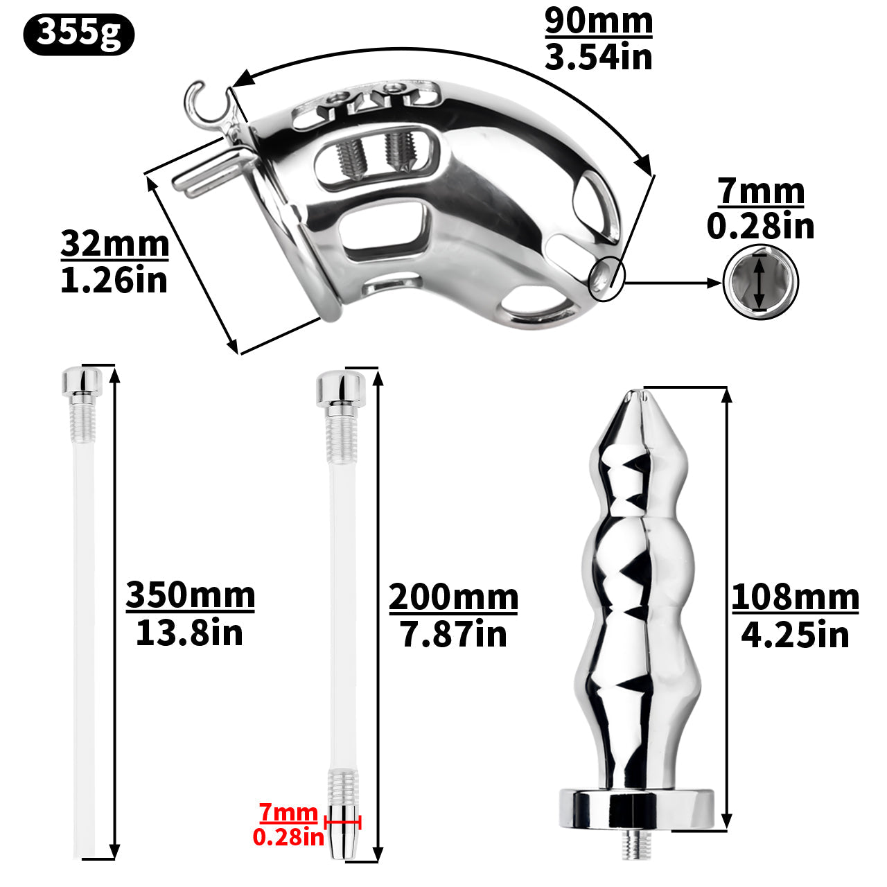 Metal Inverted Chastity Cage With Butt Plug