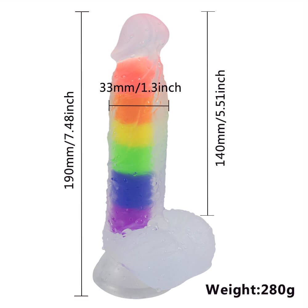 Dual Density Silicone Rainbow Jelly Dildo
