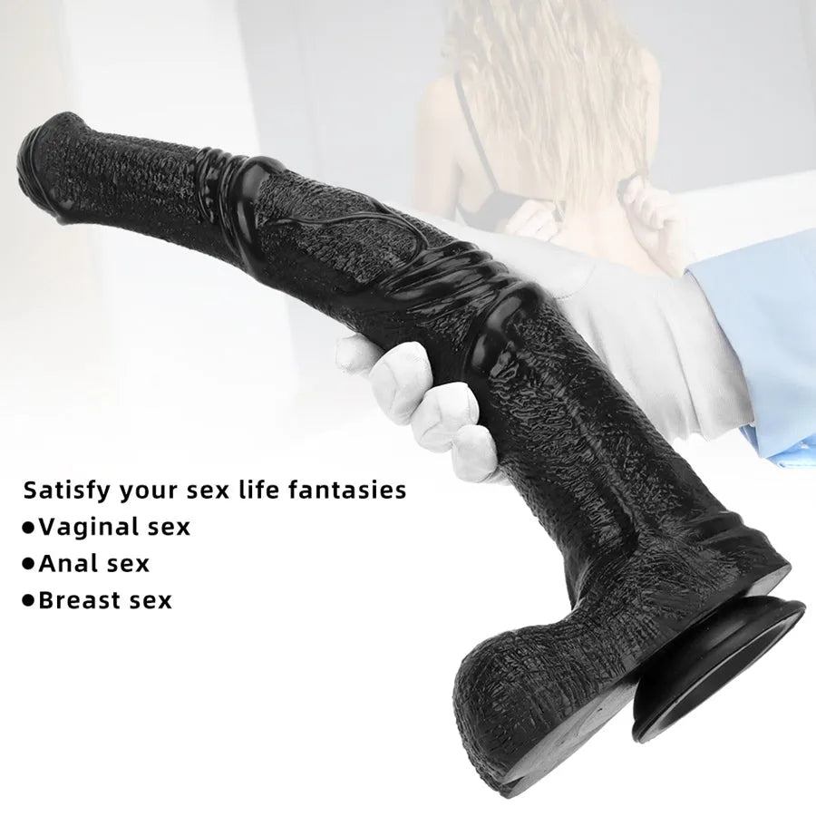 Realistic Horse Dildo Black 14 Inch