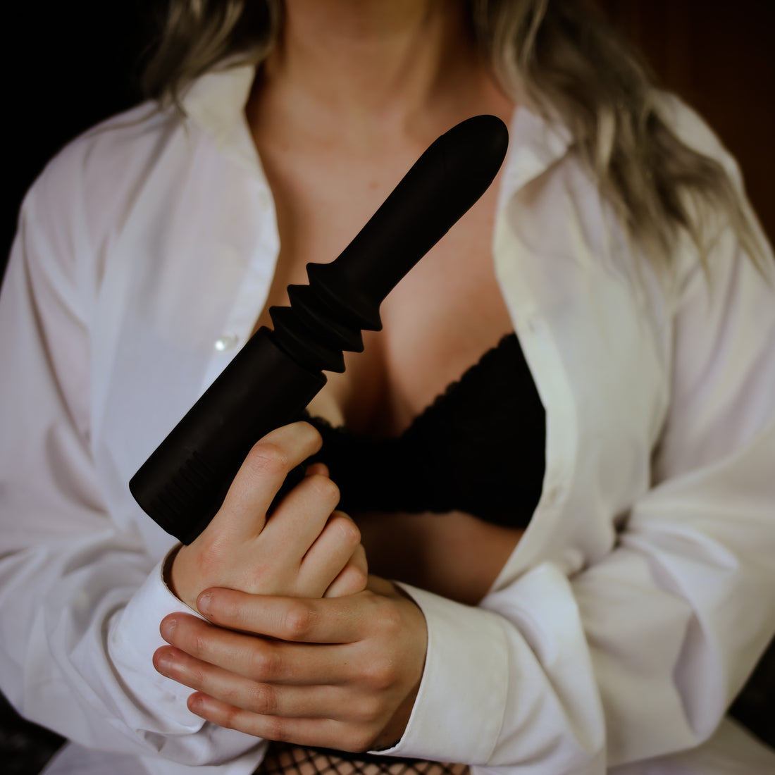 Massage Gun Dildo Black Thrusting Sex Toy