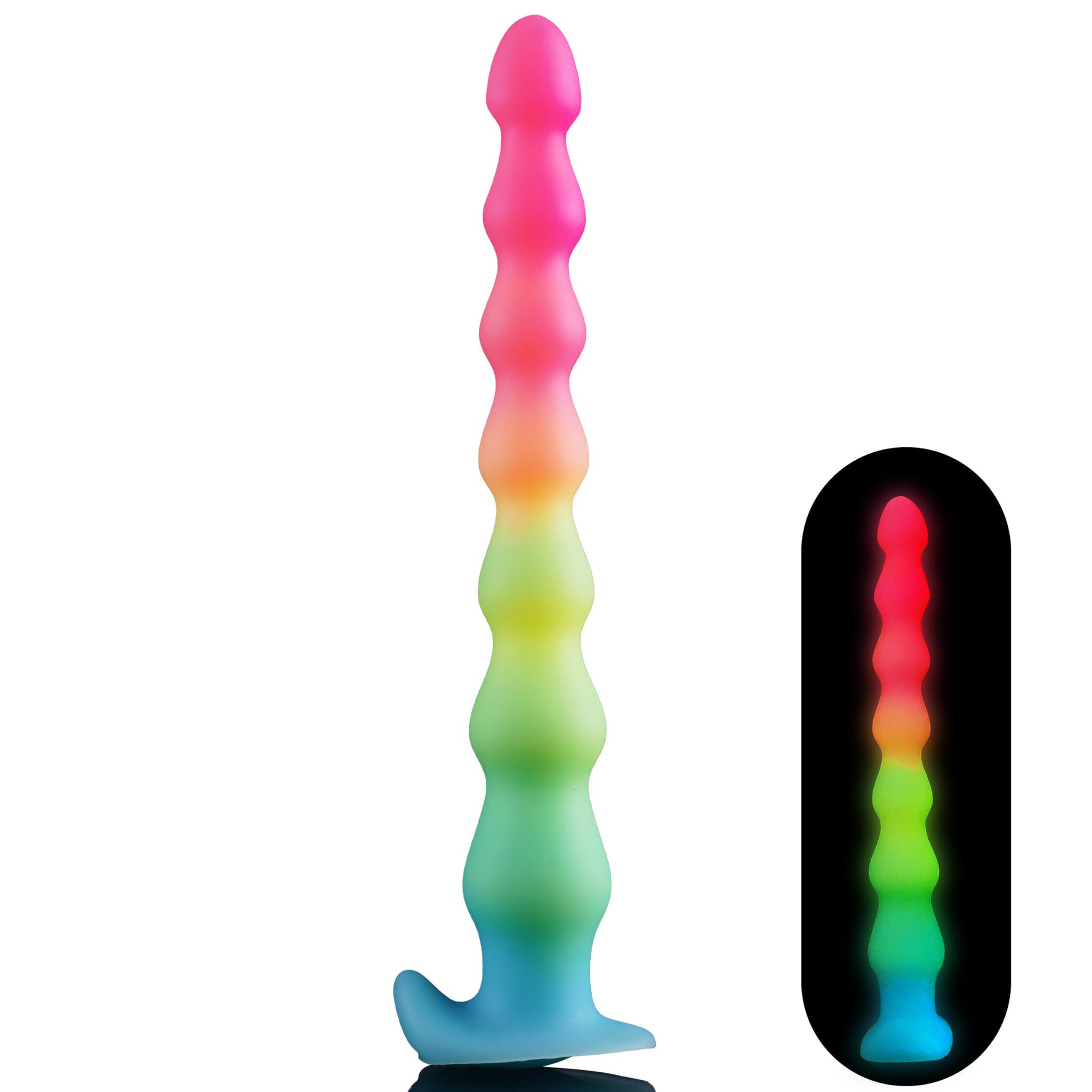 14 Inch Rainbow Silicone Beaded Tentacle Dildo