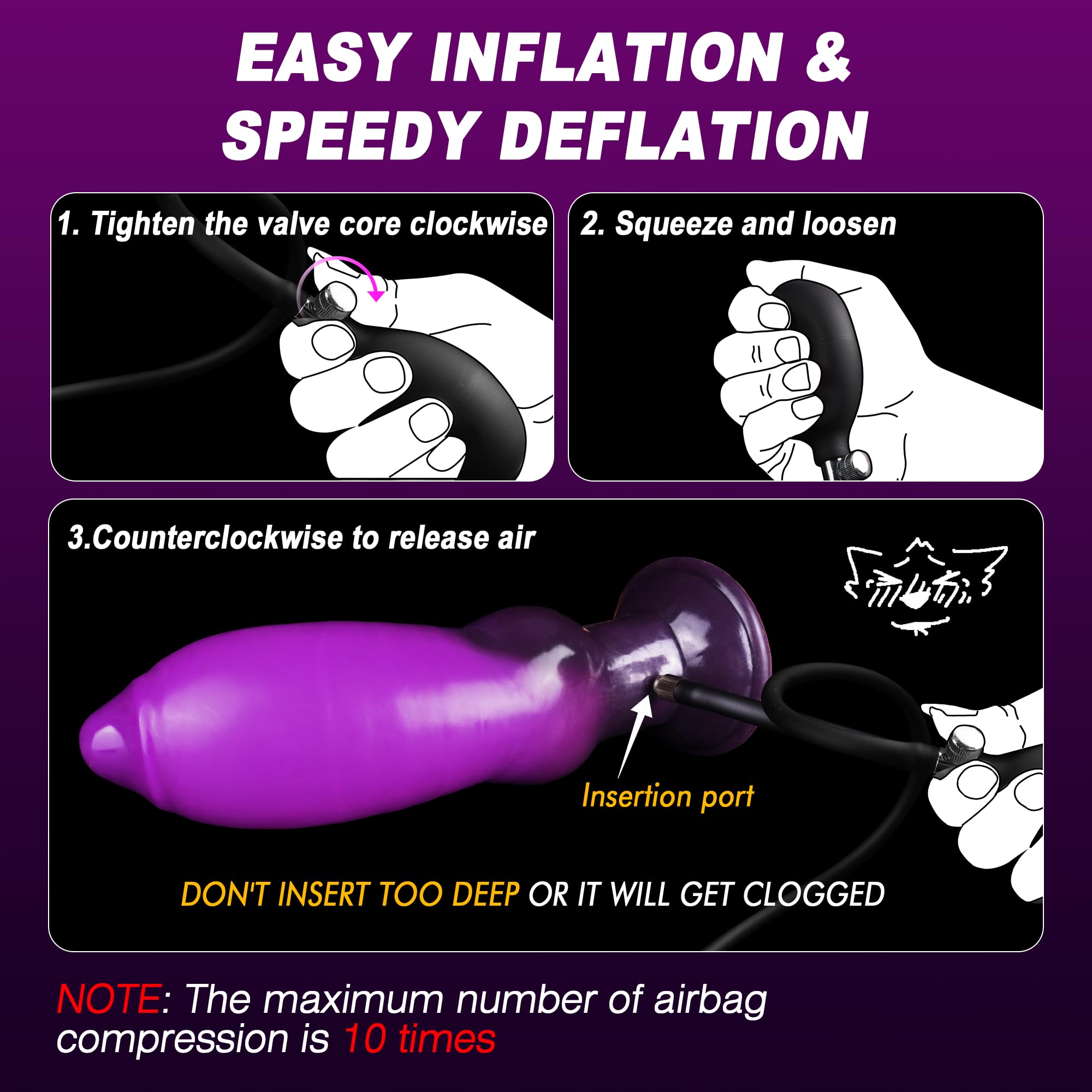 Purple 7 Inch Silicone Animal Inflatable Dildo