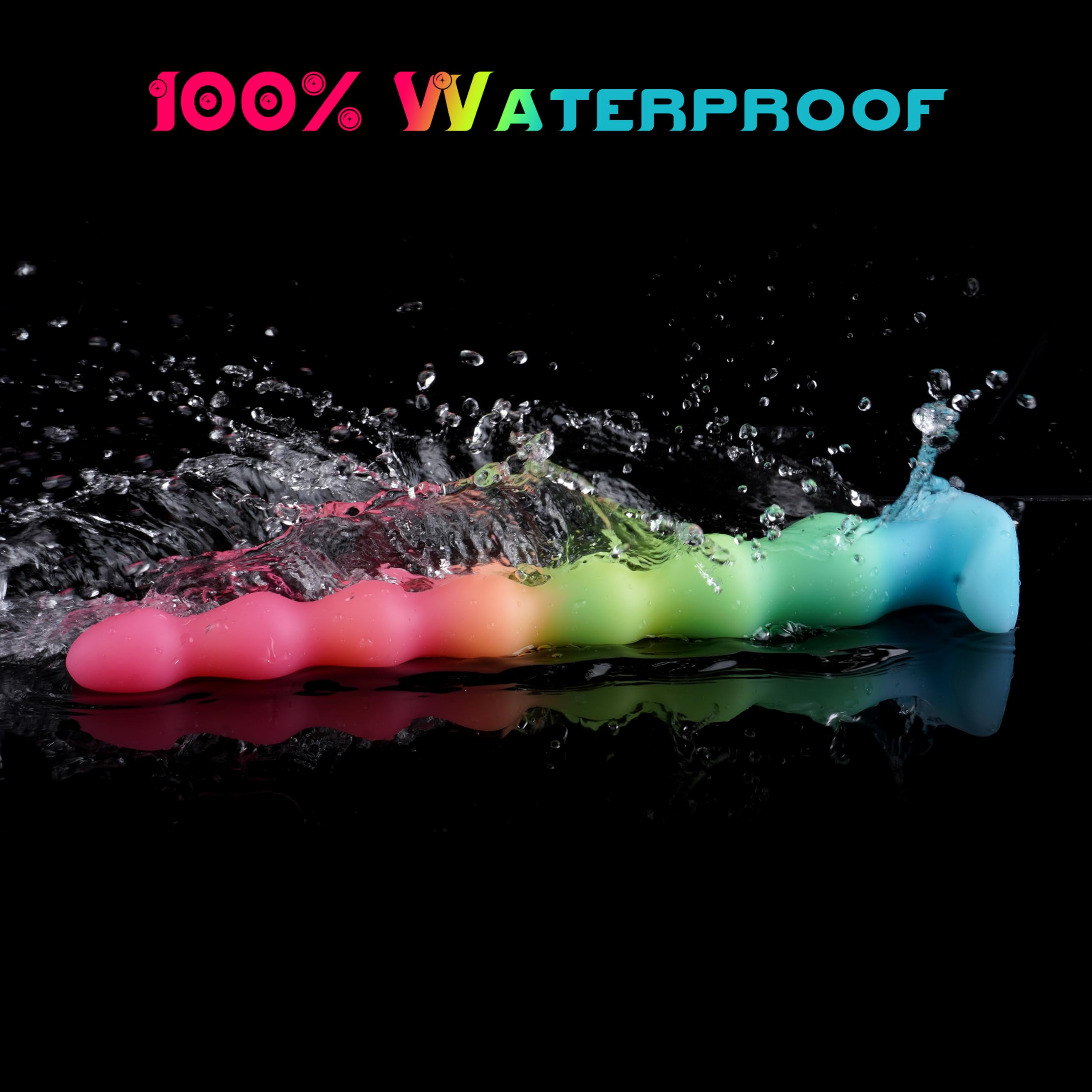 14 Inch Rainbow Silicone Beaded Tentacle Dildo