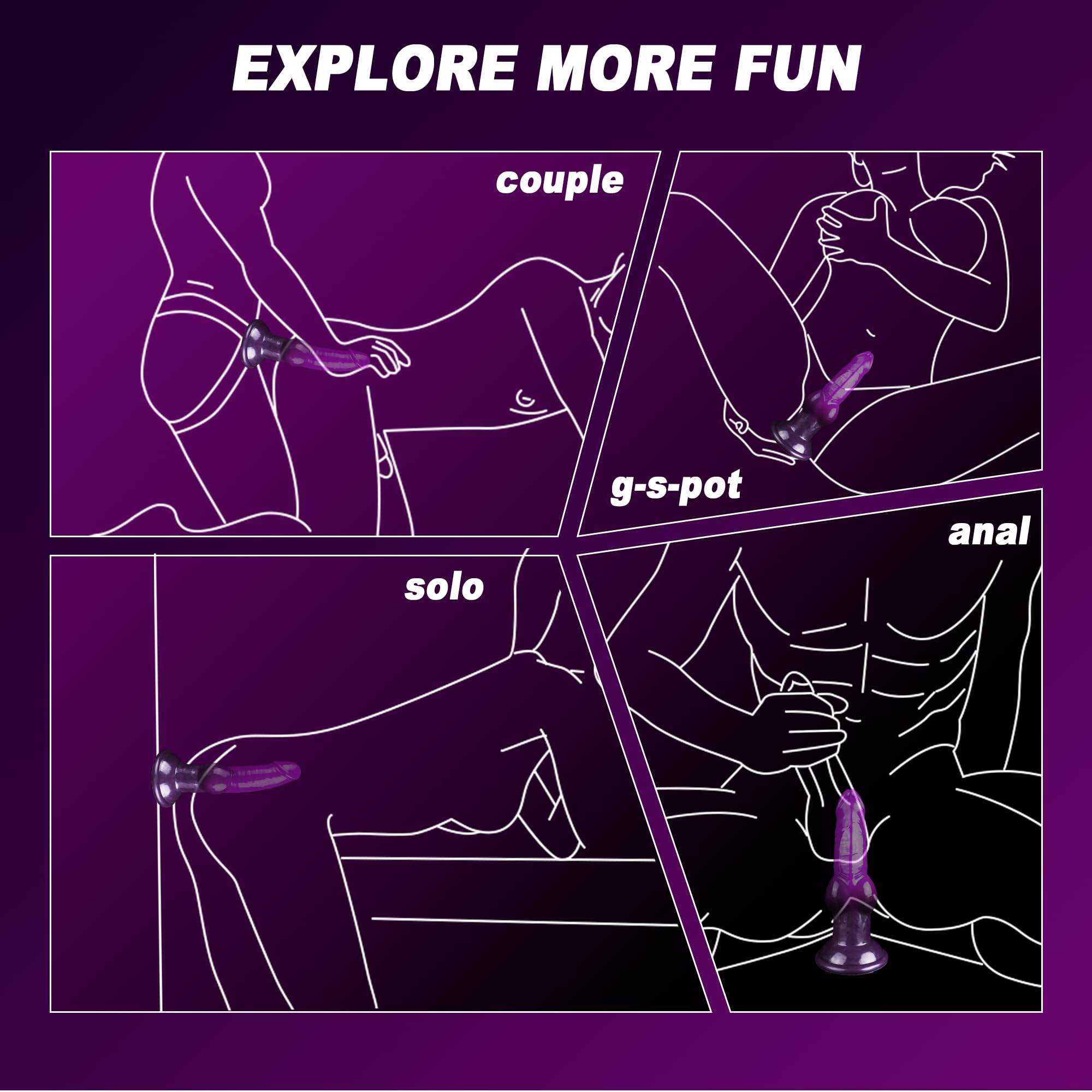 Purple 7 Inch Silicone Animal Inflatable Dildo
