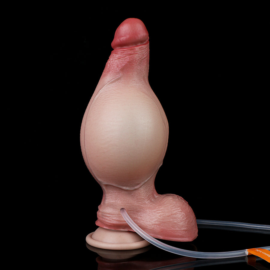 Soft Platinum Silicone Inflatable Squirting Dildo