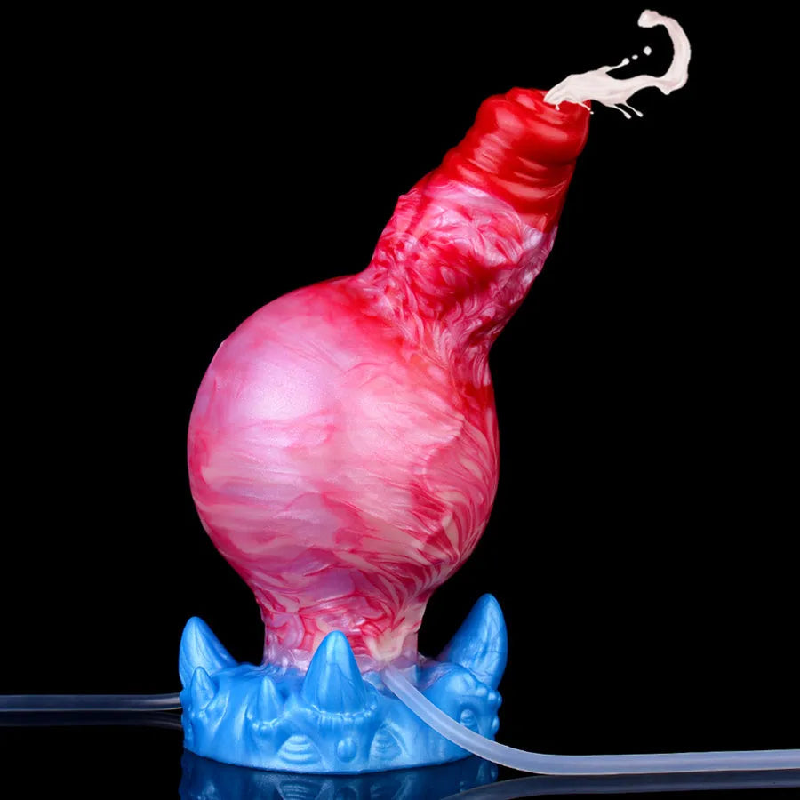 Red Dog Knot 7 Inch Inflatable Squirting Dildo