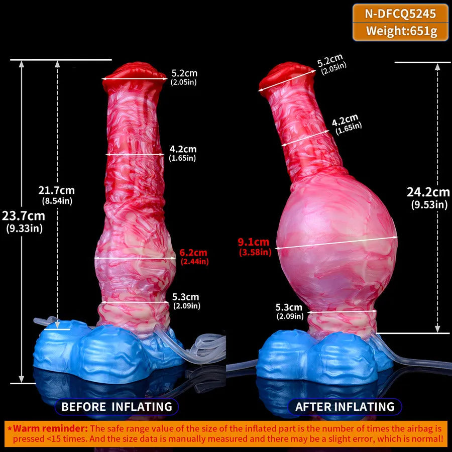 9 Inch Red Silicone Horse Inflatable Cum Dildo