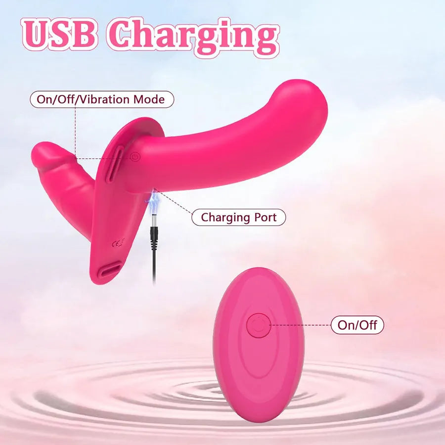 Small Strapless Vibrating Strap on Dildo