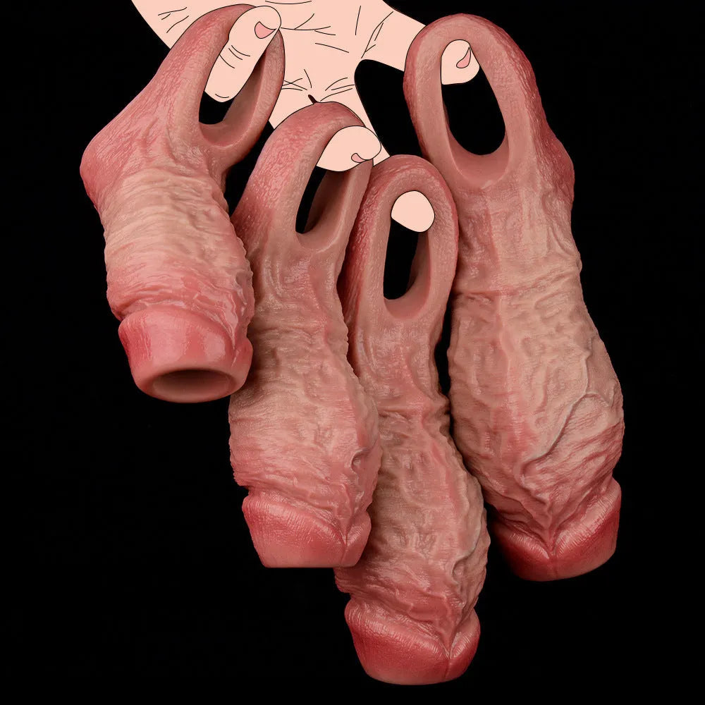 Realistic Large Opening Penis Enlargement Sleeve-Multiple Sizes