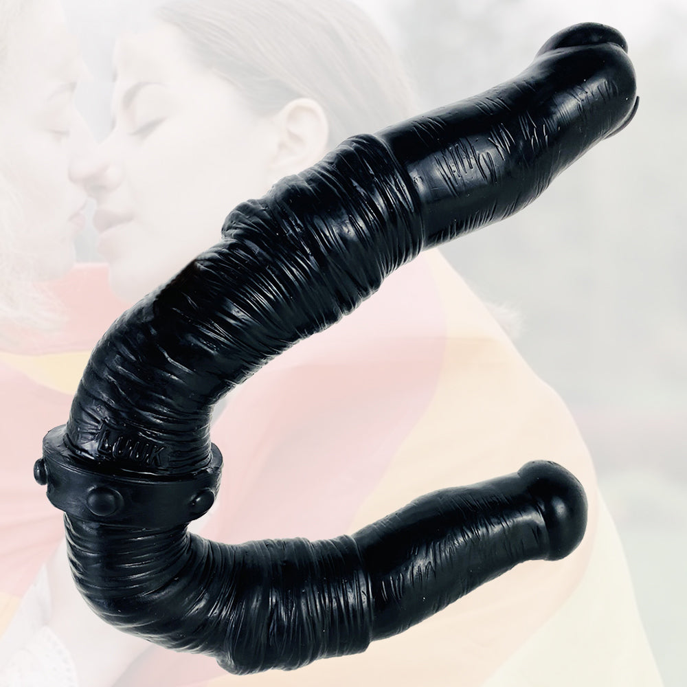15 Inch Black Silicone Lesbian Double Dildo