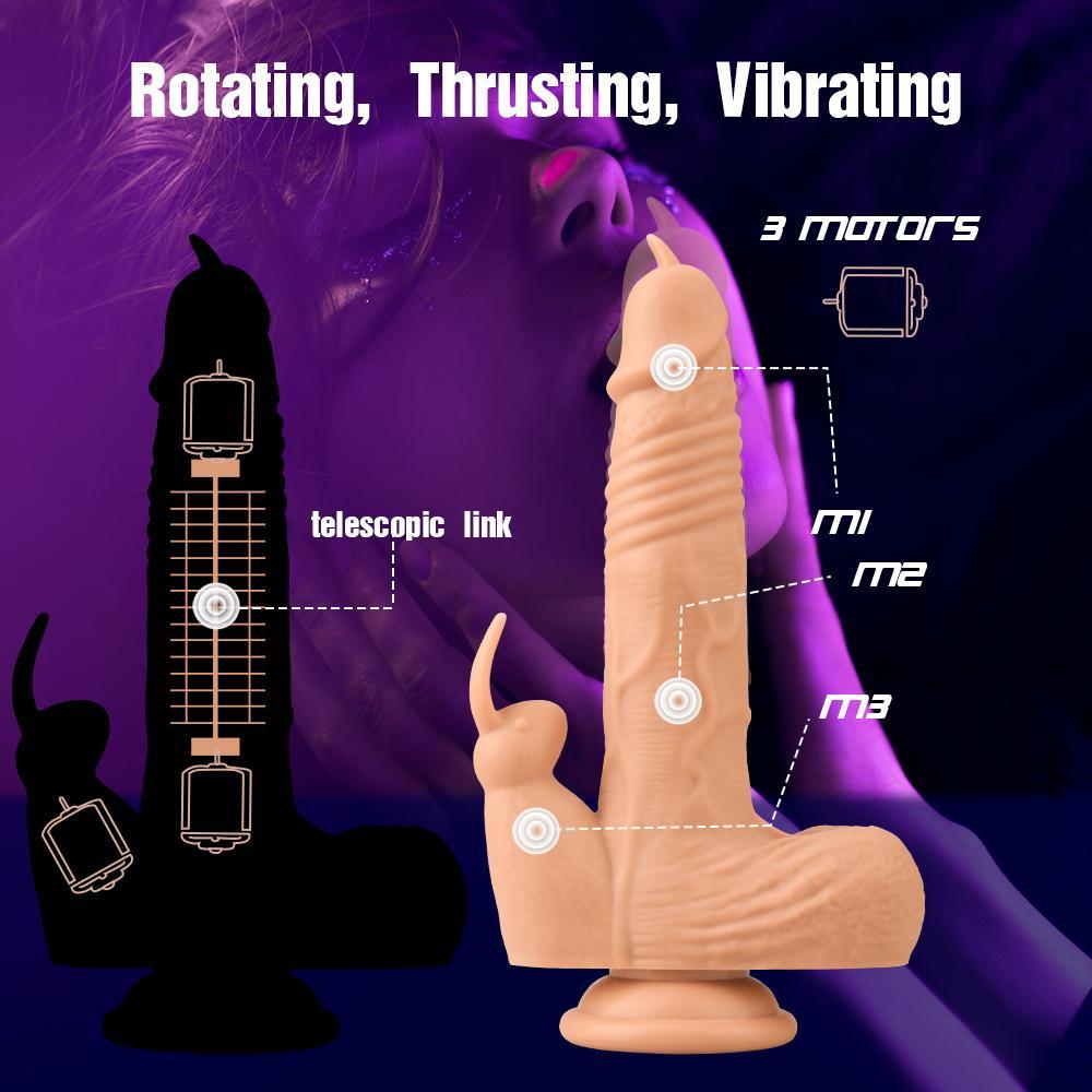 Remote Control 9.8 Inch Realistic Vibrating Rabbit Dildo With Tip