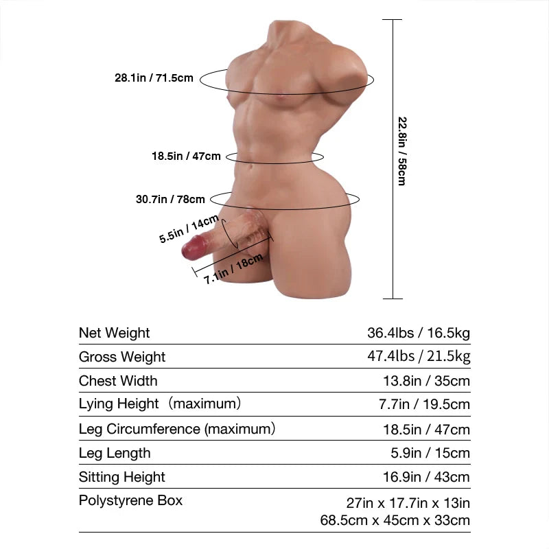 Realistic Big Headless Male Sex Torso Dildo