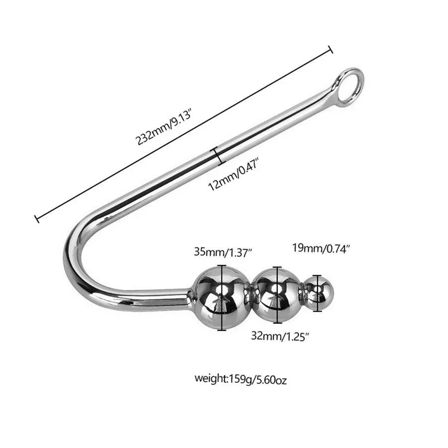 Metal Anal Hook Sex Toy with 3 Balls