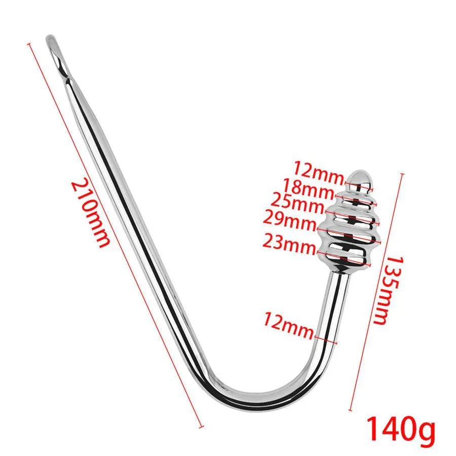 Three Sizes of Spiral Metal Butt Plug Anal Hook