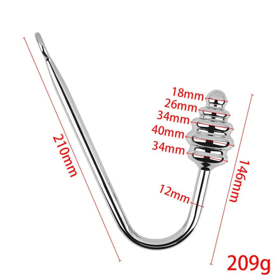 Three Sizes of Spiral Metal Butt Plug Anal Hook