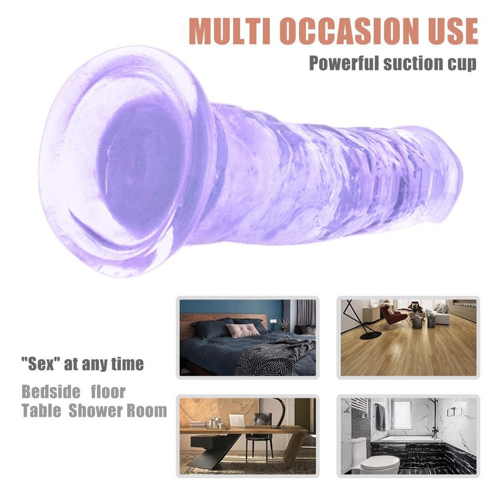 9.84 Inch Super Suction Purple Transparent Realistic Dildo