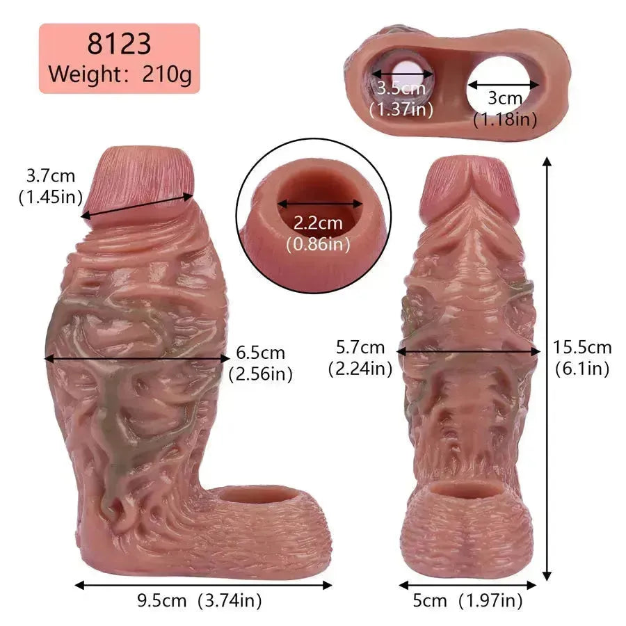Silicone Textured Open Enlargement Penis Sleeve