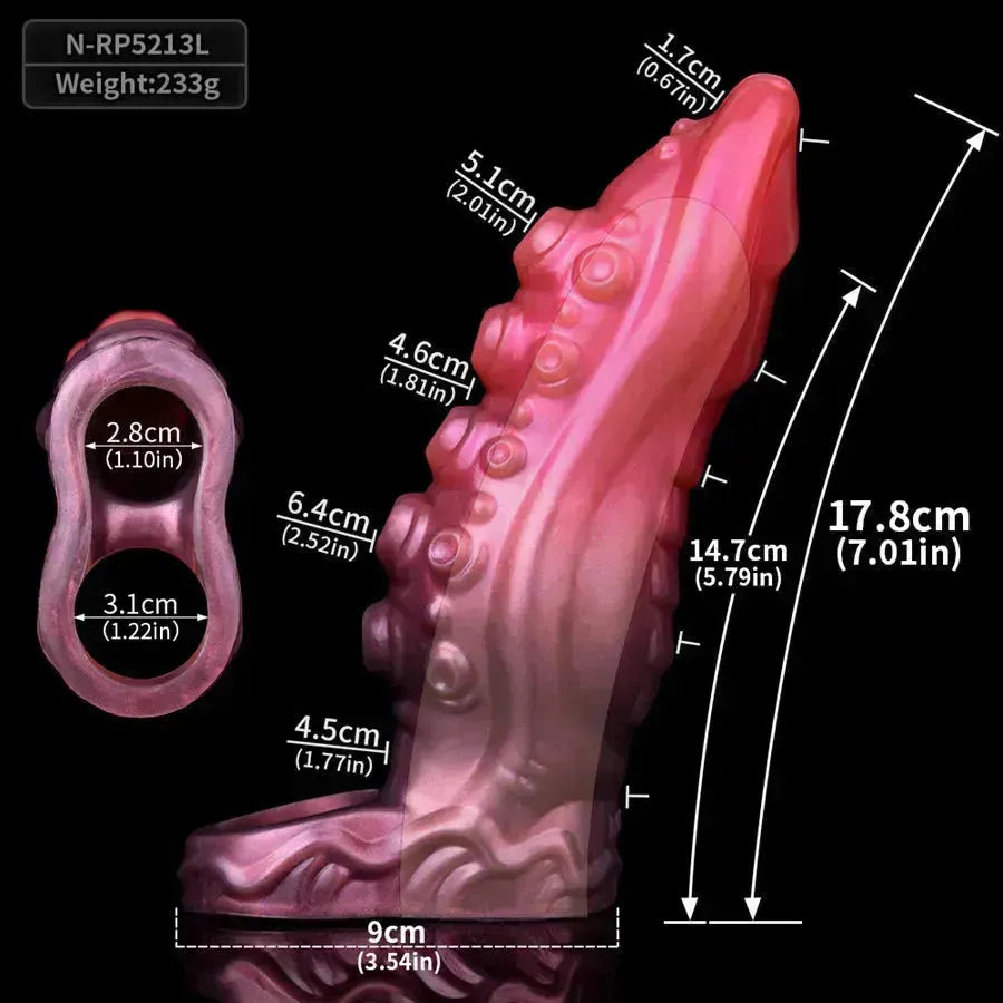 Pink Monster Tentacle Hollow Dildo Penis Sleeve
