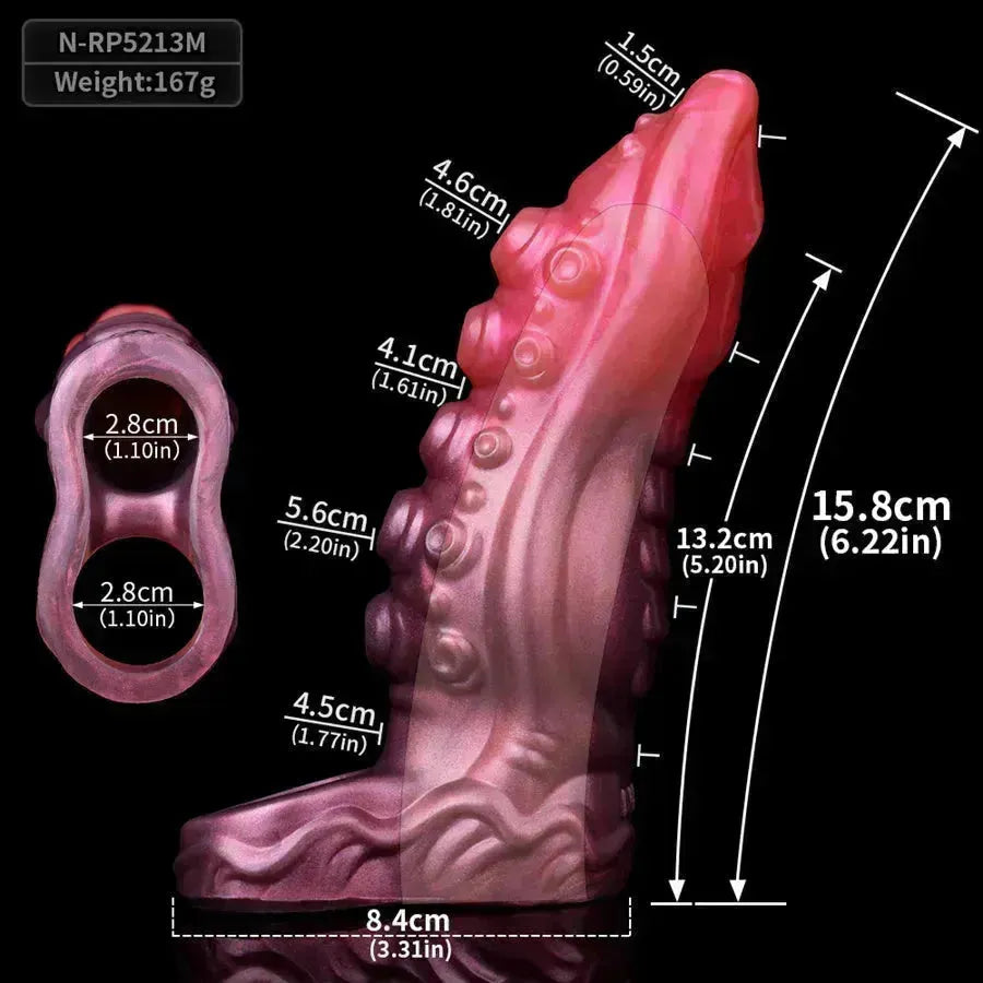 Pink Monster Tentacle Hollow Dildo Penis Sleeve