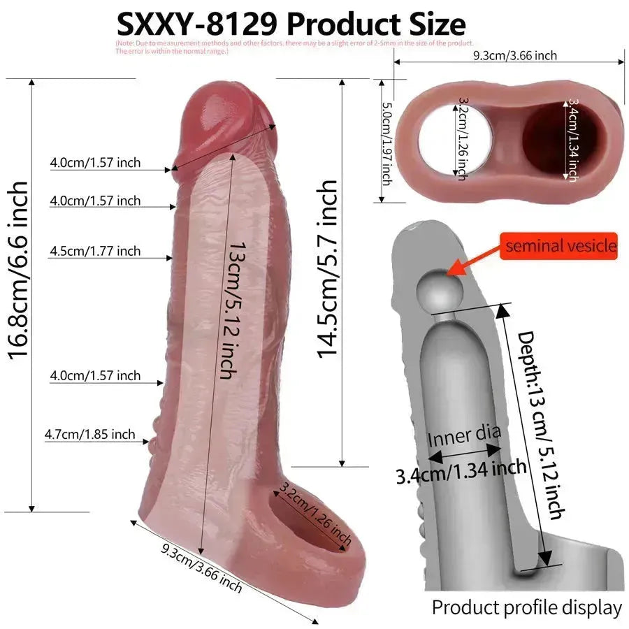 6.6 Inch Realistic Raised Men Penis Sleeve