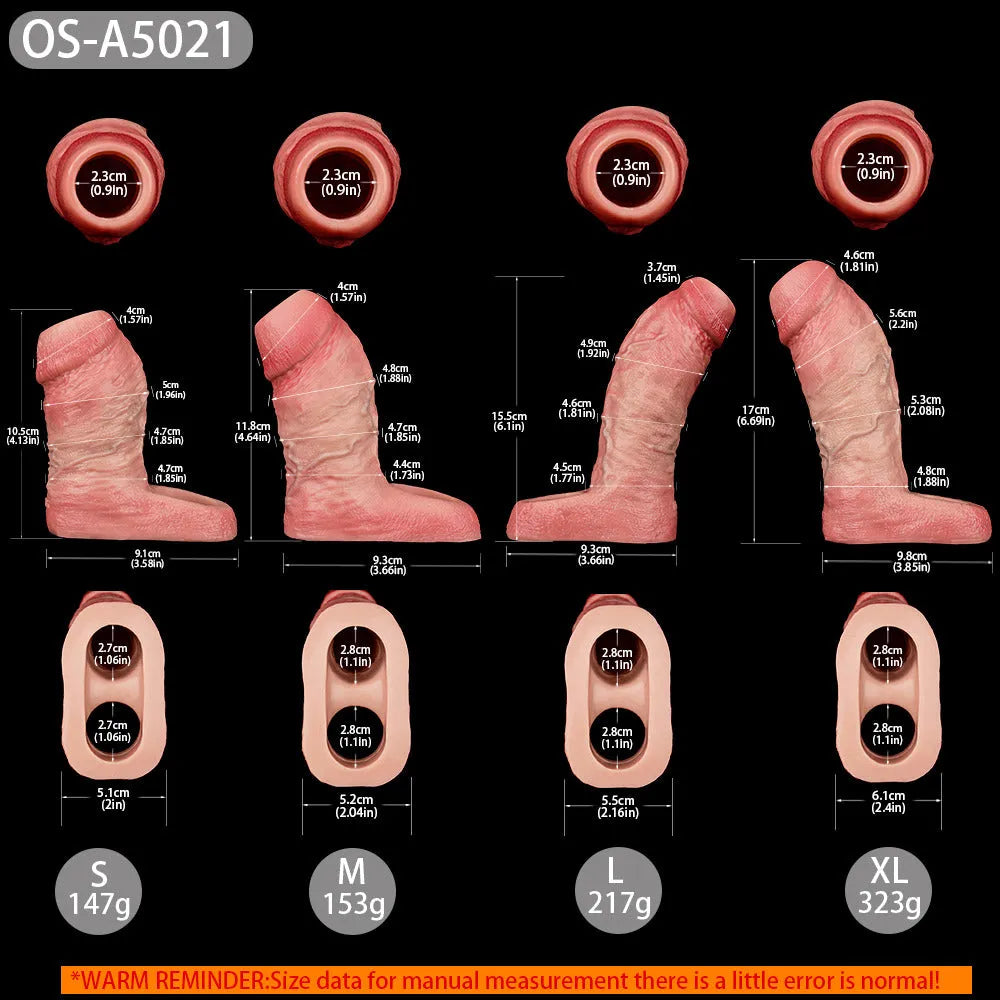 Thick Realistic Cock Male Penis Enlargement Sleeve—Multiple sizes