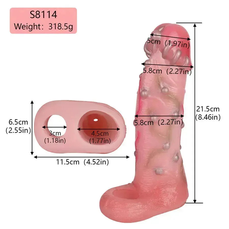 Studded Hollow Dildo 8.4 Inch Huge Penis Sleeve