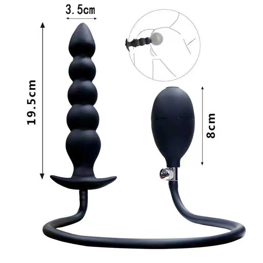 Silicone Beads Black Anal Inflatable Dildo