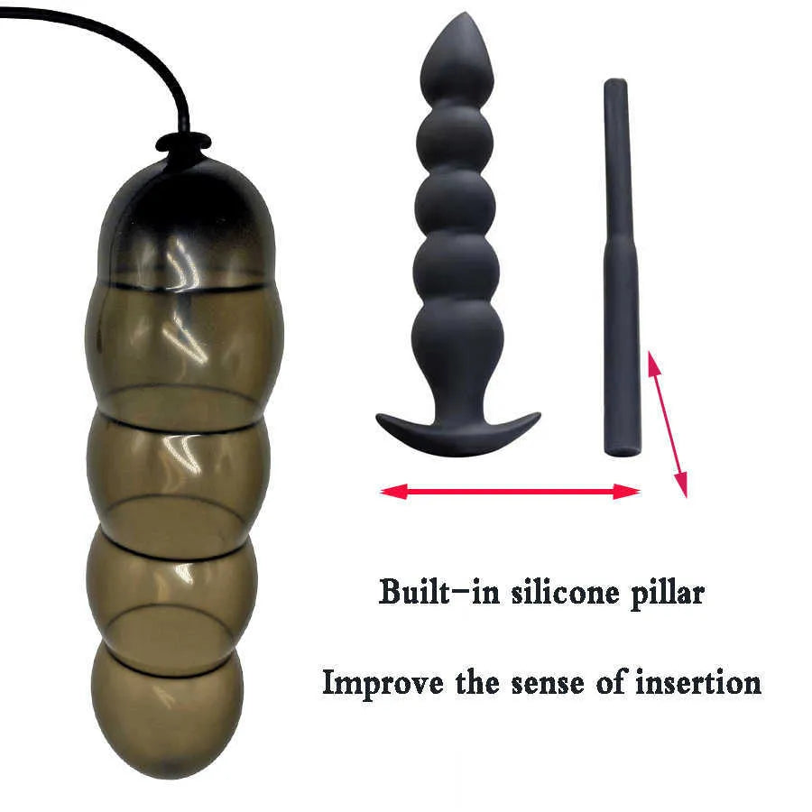 Silicone Beads Black Anal Inflatable Dildo