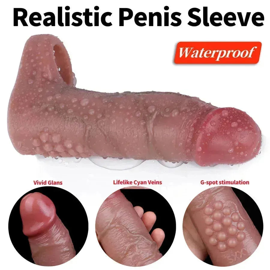 6.6 Inch Realistic Raised Men Penis Sleeve