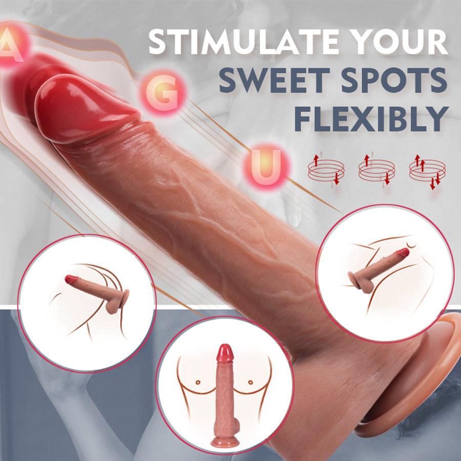 8 Inch Realistic Vibrating Control Thrusting Dildo