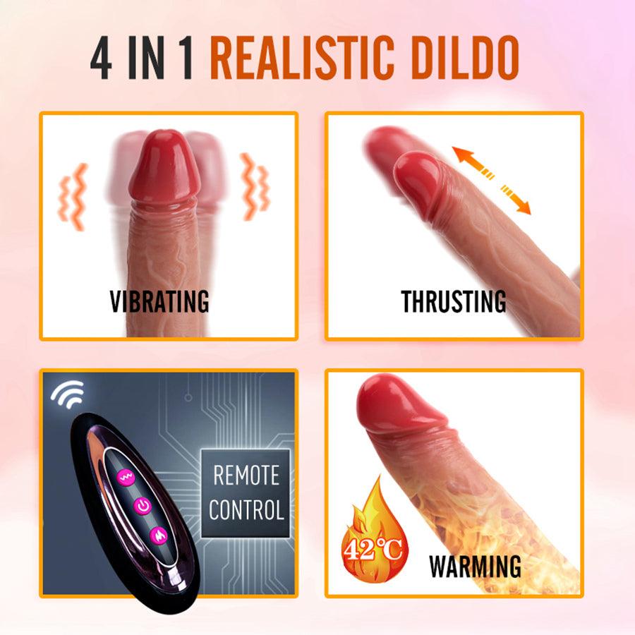 8 Inch Realistic Vibrating Control Thrusting Dildo