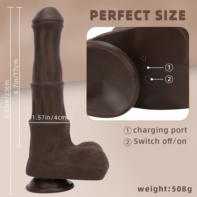 9 Inch Heated Control Brown Horse Thrusting Dildo