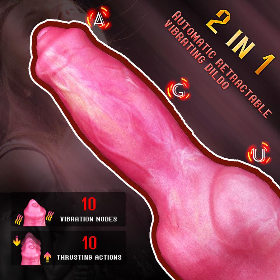 9 Inch Pink Dog Knot Thrusting Dildo