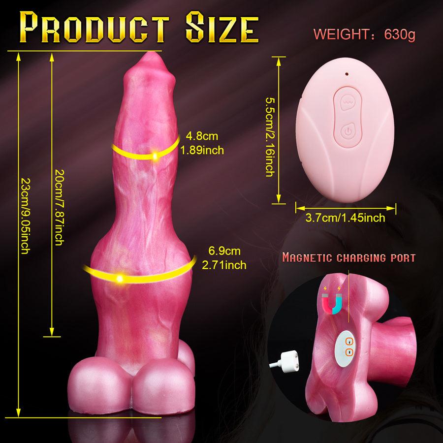 9 Inch Pink Dog Knot Thrusting Dildo