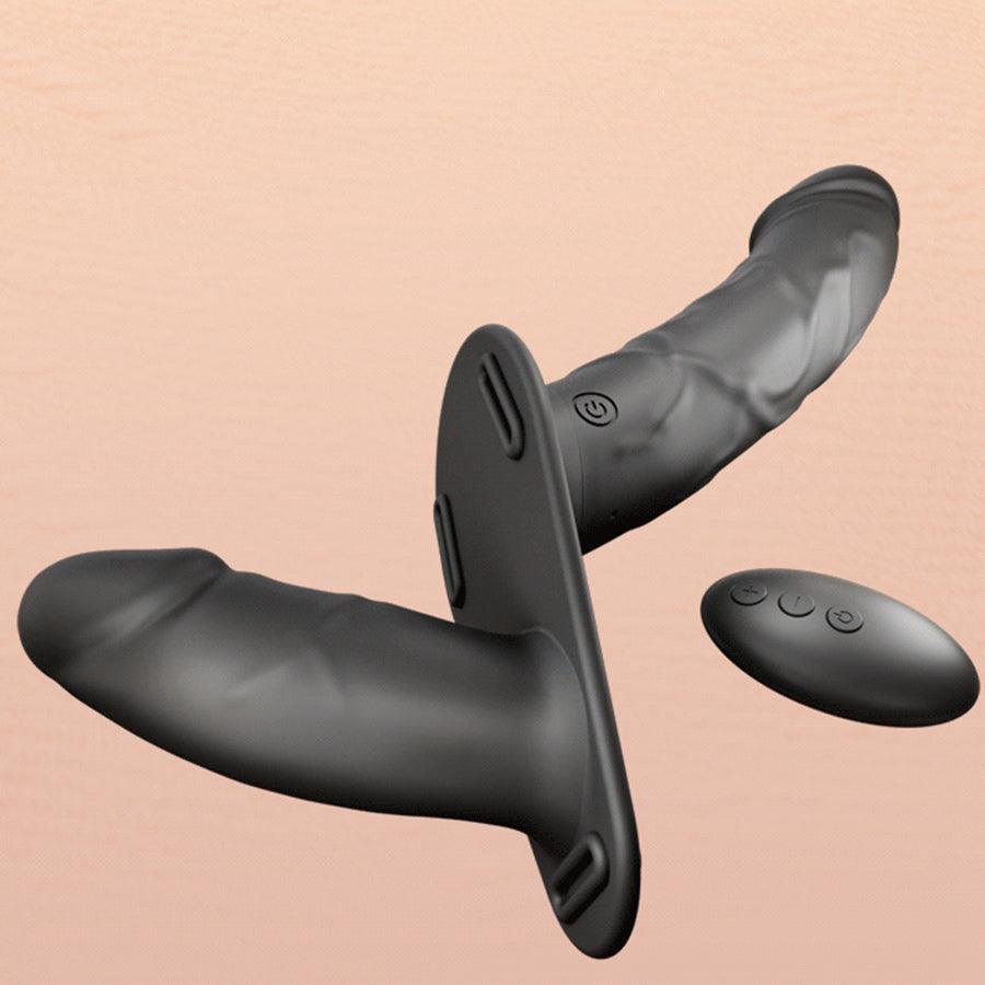 Remote Control Vibrating Black Double Dildo