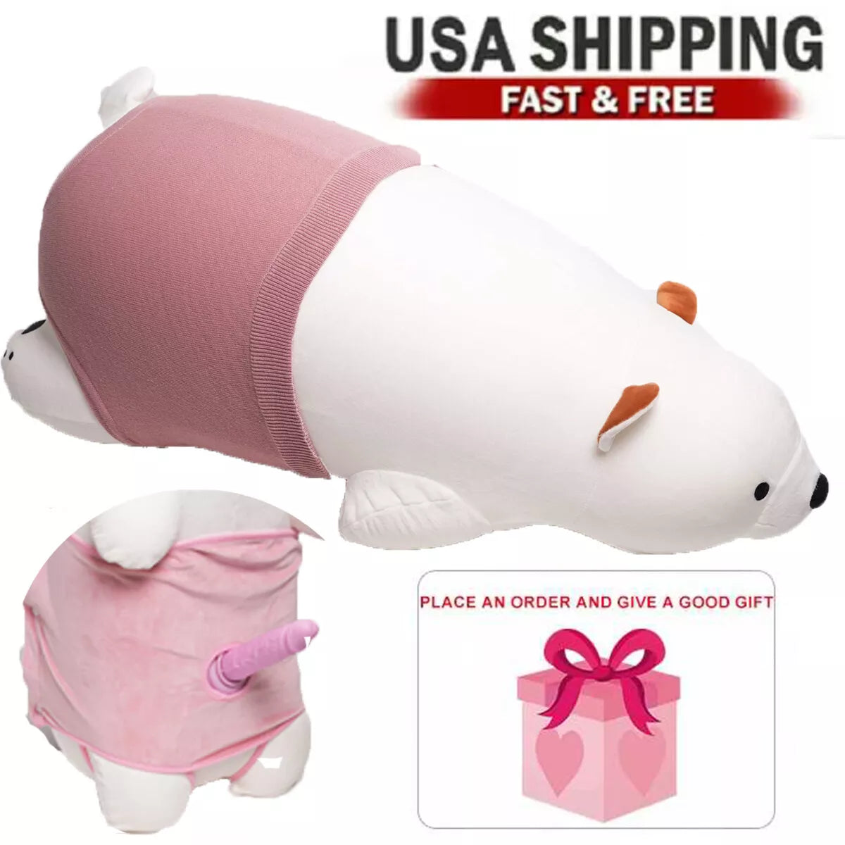 Stuffed Animal Sex Doll Bear with Dildo Machine Infinity Pillow
