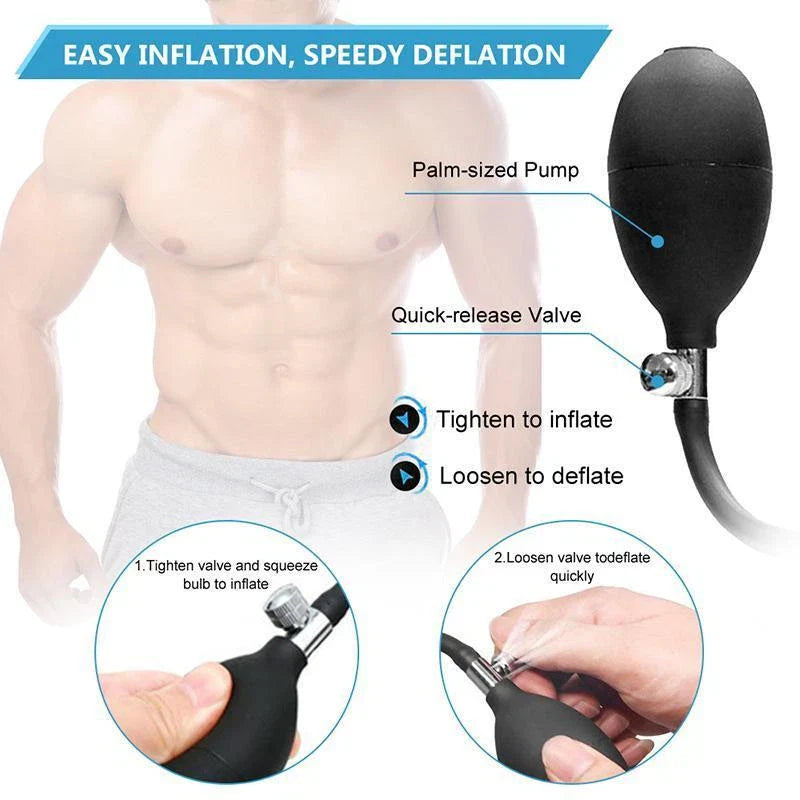 Eggplant Inflatable Dildo Pump up Anal Plug