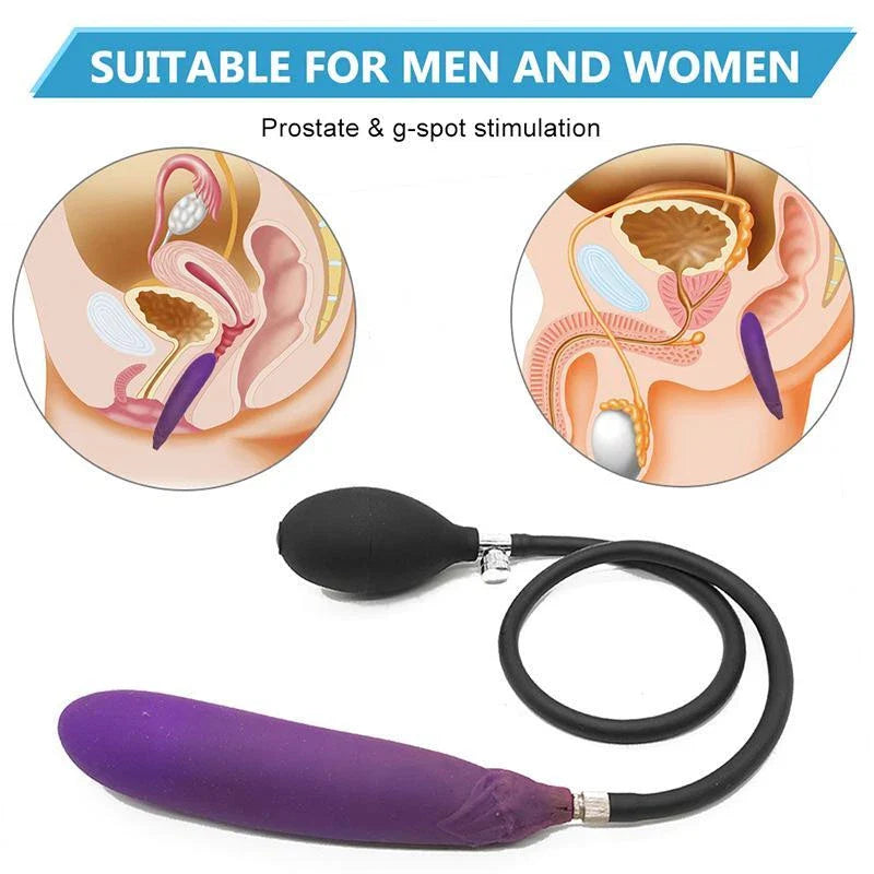 Eggplant Inflatable Dildo Pump up Anal Plug