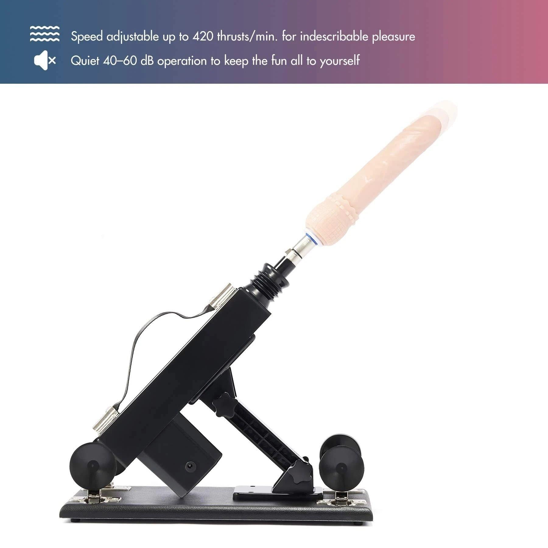 Black Powerful Thrusting Sex Machine with 7 attachments