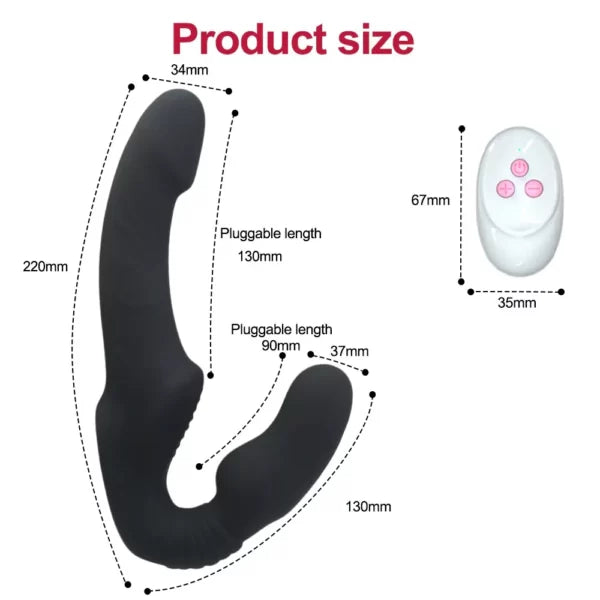 Black Remote Control Vibrator Strapless Dildo