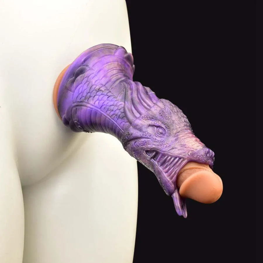Purple 6 Inch Dragon Shaped Open Penis Sleeve