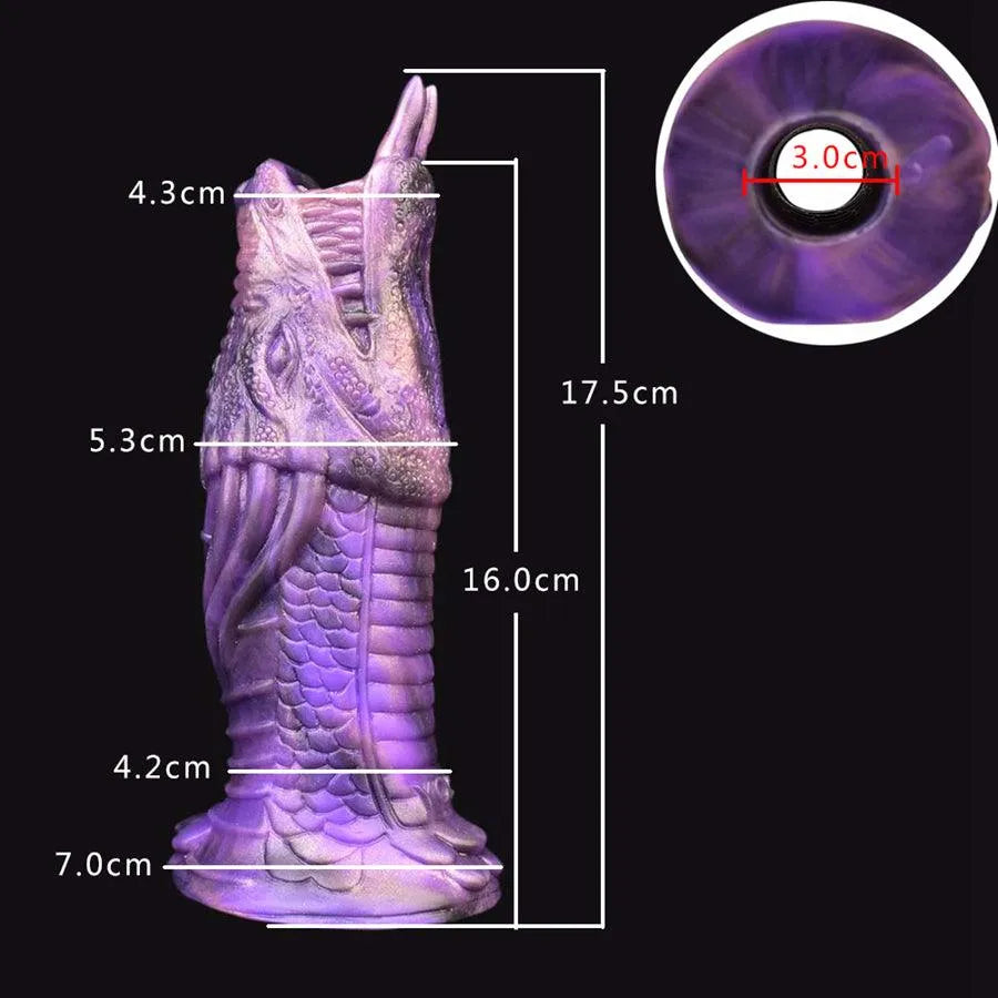Purple 6 Inch Dragon Shaped Open Penis Sleeve