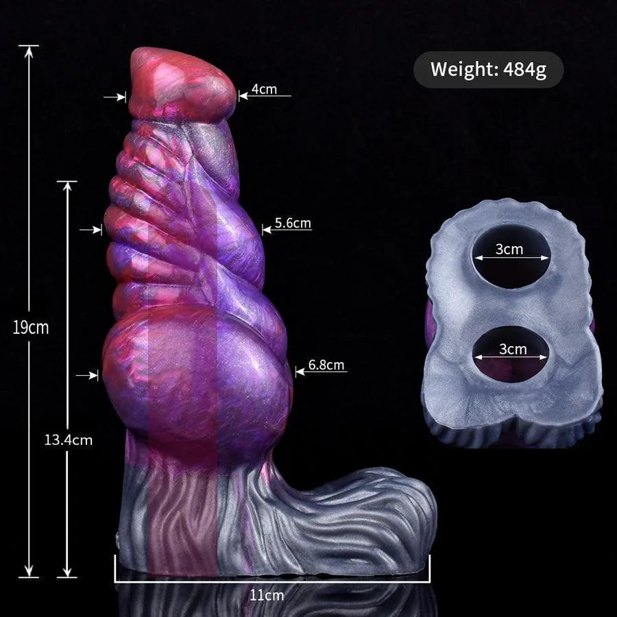 Purple Silicone Monster Knotted Cock Sleeve