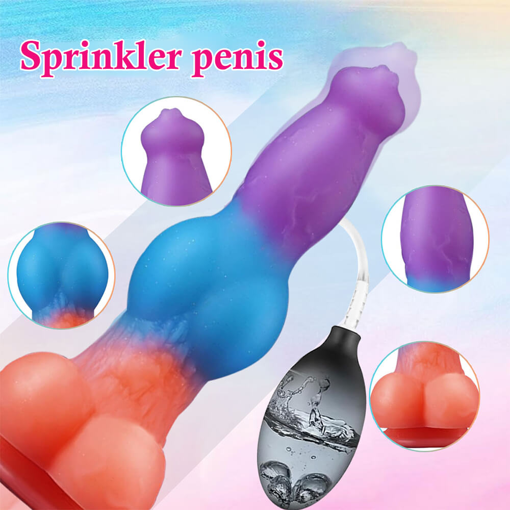 Three Color Dog Knot Vibrating Squirting Dildo